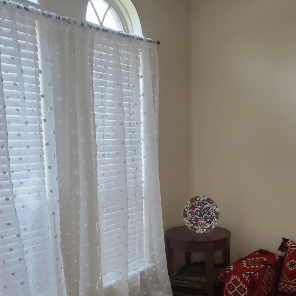 Semi sheer pompom curtains